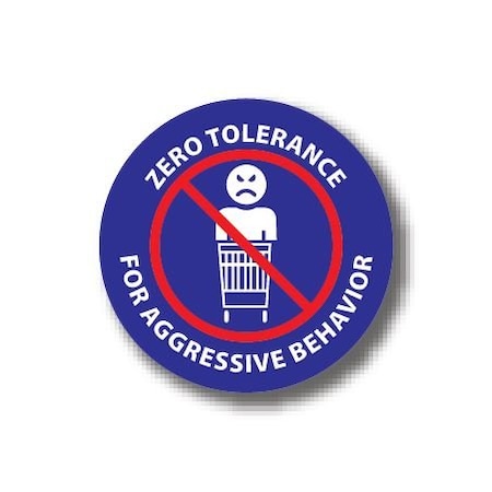 Ergomat 4in CIRCLE SIGNS Zero Tolerance For Aggressive Behavior DSV-SIGN 16 #3967 -UEN